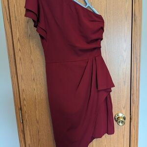 One-Shoulder Burgundy Women’s Dress